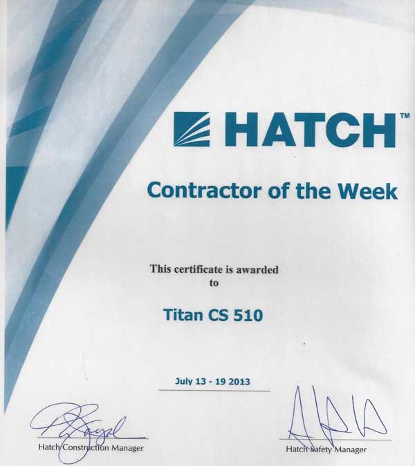 Titan achieves Contractor of the Week award at the Esterhazy K3 Mine Site
